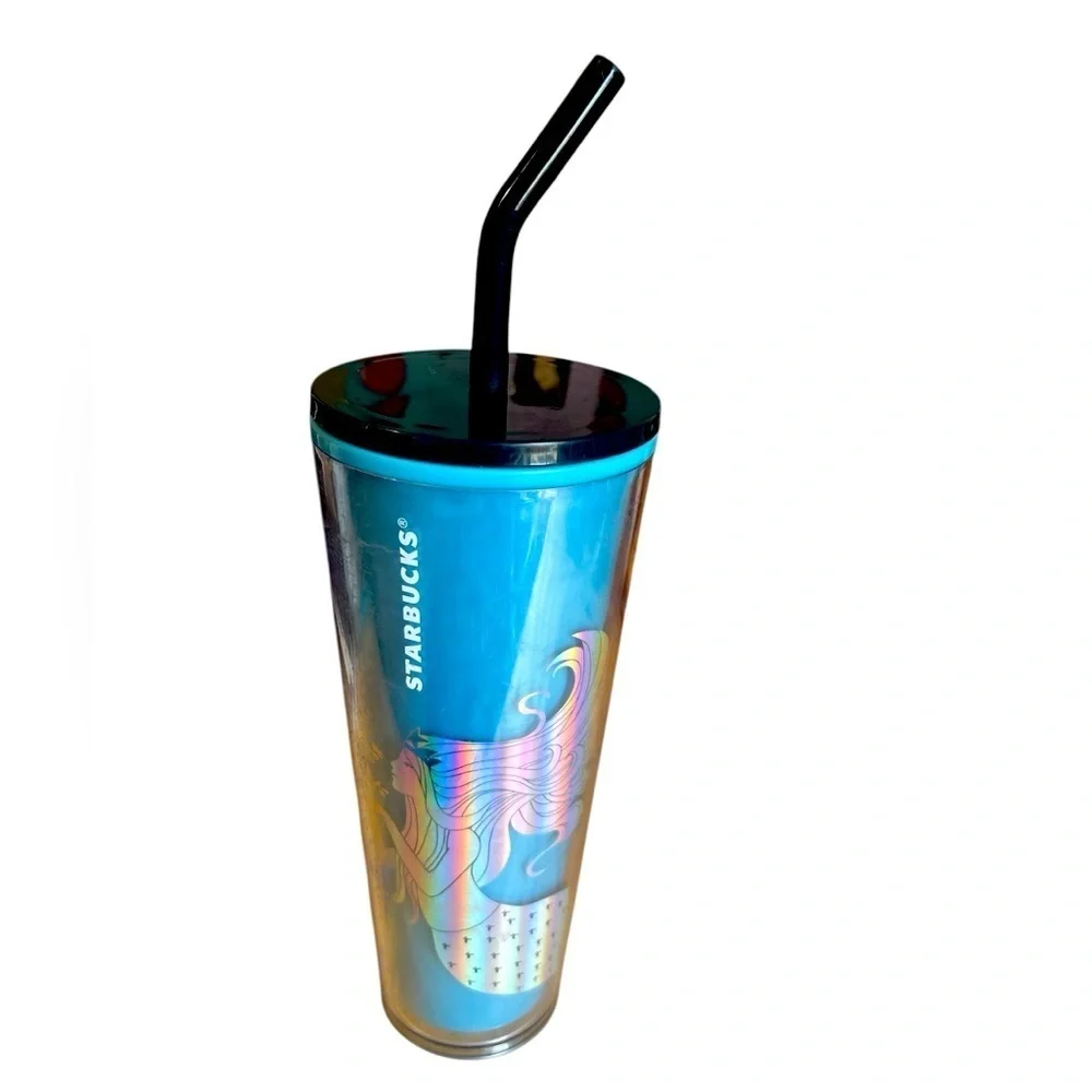 Starbucks Iridescent Blue Tumbler.Siren‎ Mermaid Color Changing 24 oz. Preowned